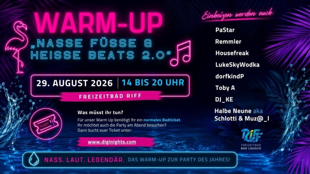 Titelmotiv Warm Up zu &amp;quot;Nasse F&uuml;&szlig;e &amp;amp; hei&szlig;e Beats&amp;quot; 2.0