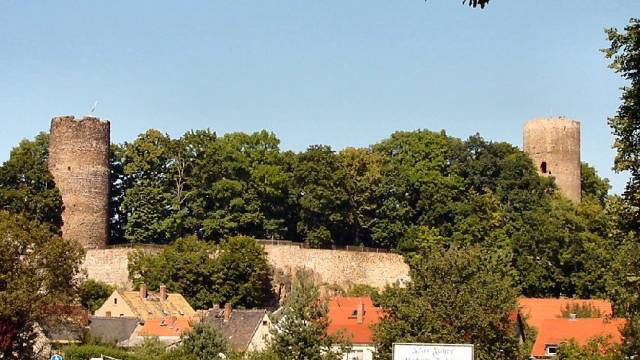 Luftansicht der Burgruine in Kohren-Sahlis