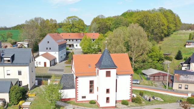 Draufsicht auf Häuser des Ortsteils Buchheim